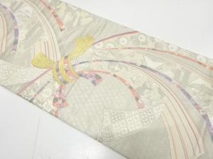束ね熨斗に花鳥・蝶模様織り出し　袋帯